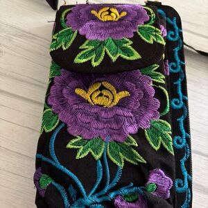 Embroidered Floral Black Bag